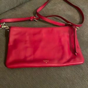 Fossil Sydney Fuchsia Pink Leather Cross Body Bag